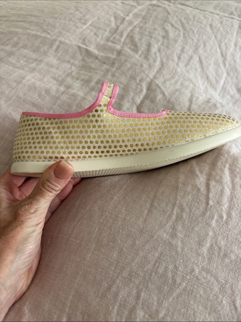 Girls' Cream and Pink Mary Jane Dress Shoes